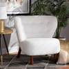 Baxton Studio Cabrera Modern & Contemporary White Boucle Upholstered and Walnut Brown Finished Wood Accent Chair 204-12576